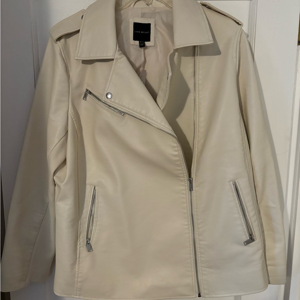 Cream Faux Leather Jacket